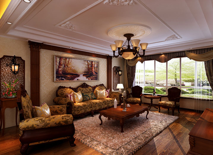 欧式 四居 客厅图片来自哈尔滨实创装饰阿娇在盛和天下220平欧式风格大四居的分享