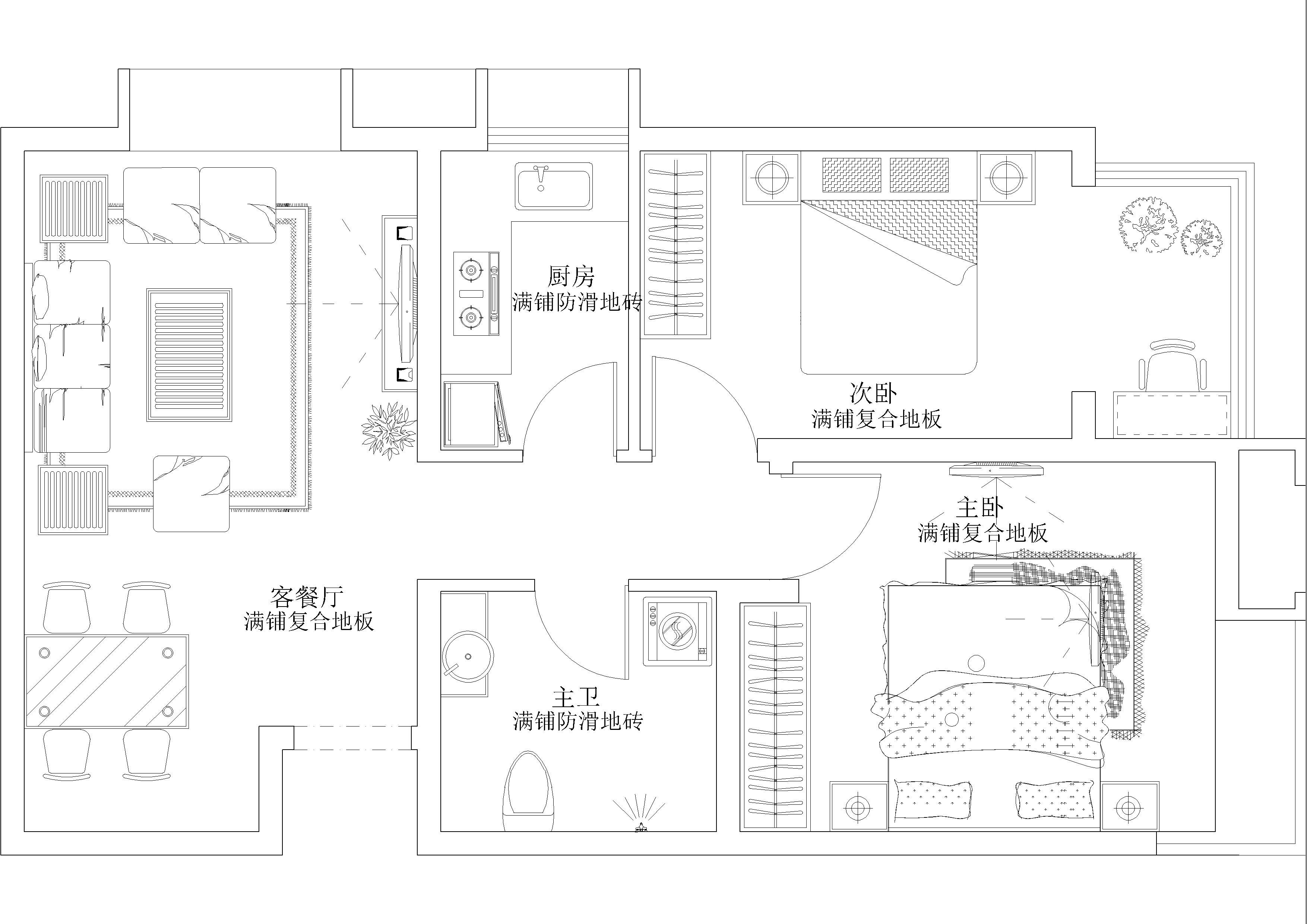 户型图图片来自北京今朝装饰在80平米三口之家的温馨空间的分享