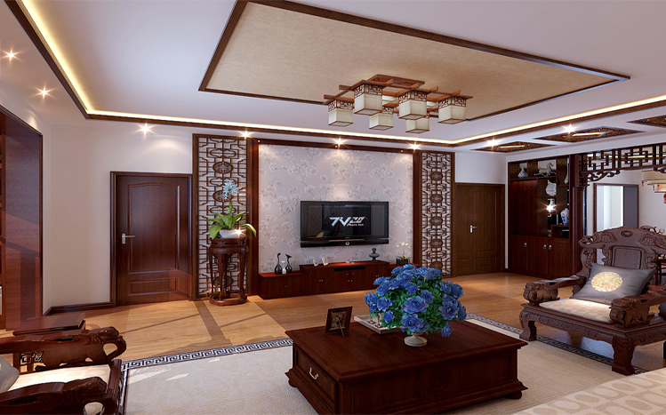 中式 四居 客厅图片来自哈尔滨实创装饰阿娇在省公务员小区233.6平简中式风格1的分享
