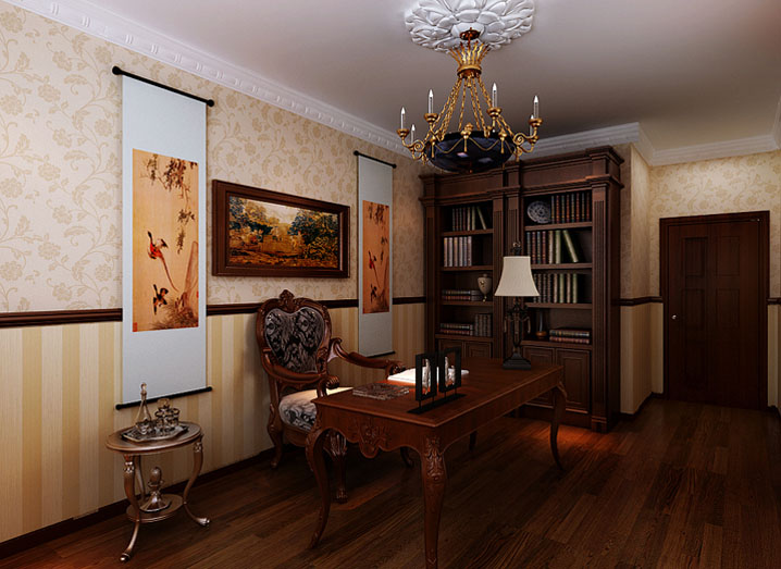 欧式 四居 书房图片来自哈尔滨实创装饰阿娇在盛和天下220平欧式风格大四居的分享