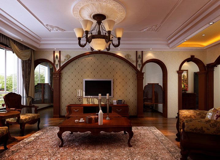 欧式 四居 客厅图片来自哈尔滨实创装饰阿娇在盛和天下220平欧式风格大四居的分享