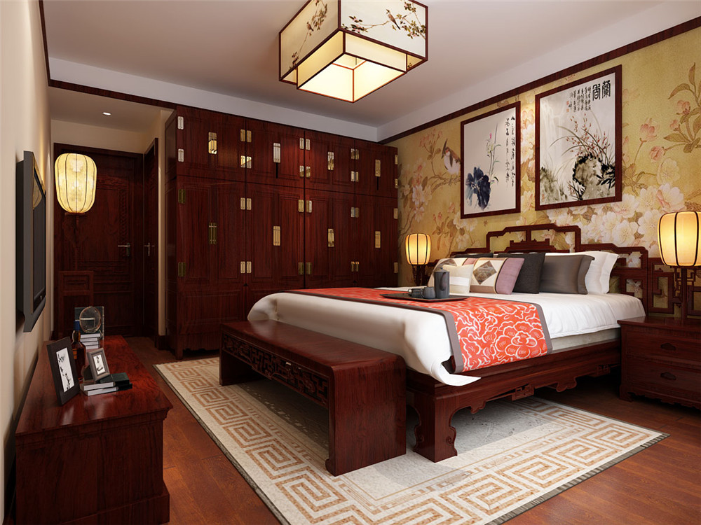 中式 三居 卧室图片来自天津科艺隆装饰在科艺隆-雅仕兰庭-中式风格-140平的分享