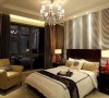 卧室的装修设计：舒适的大床，有特色的背景墙设计