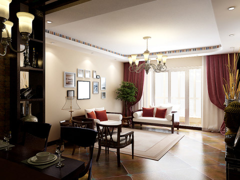 客厅图片来自今朝装饰李海丹在115平新中式时尚三居室婚房的分享