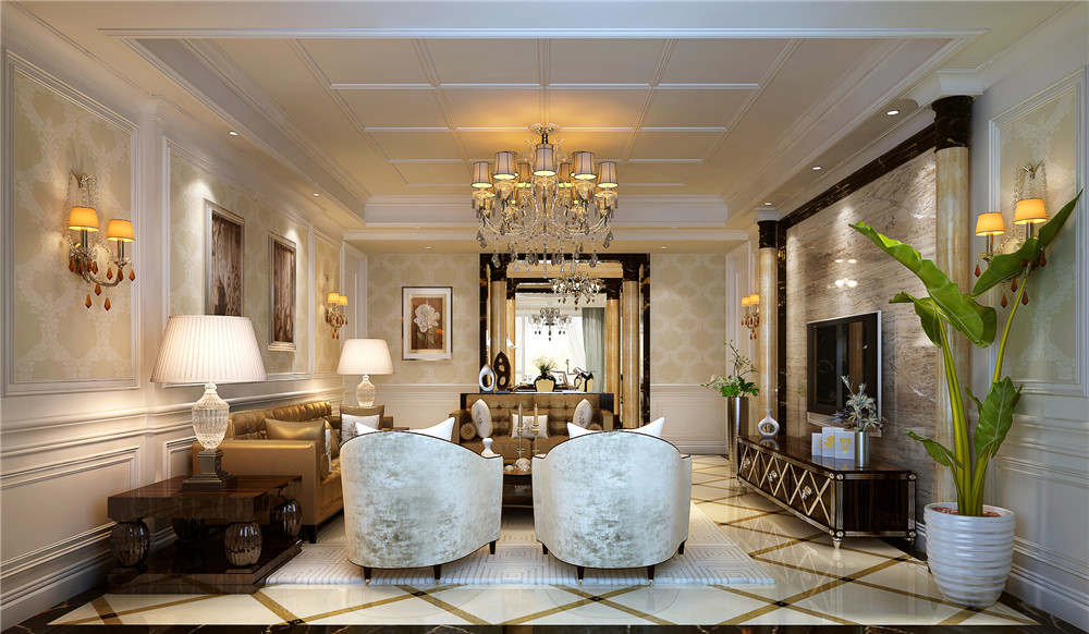 简欧 白领 别墅 客厅图片来自天津科艺隆装饰在科艺隆-西山壹号院-简欧风格的分享