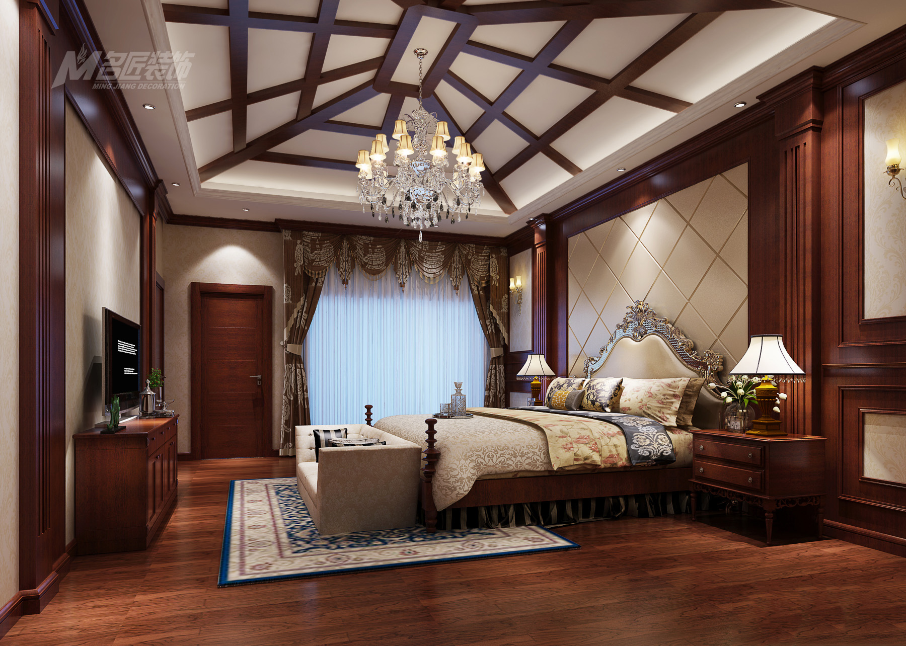 美式 高贵 别墅 豪宅 卧室图片来自名匠装饰自贡分公司在高贵优雅东方威尼斯别墅的分享