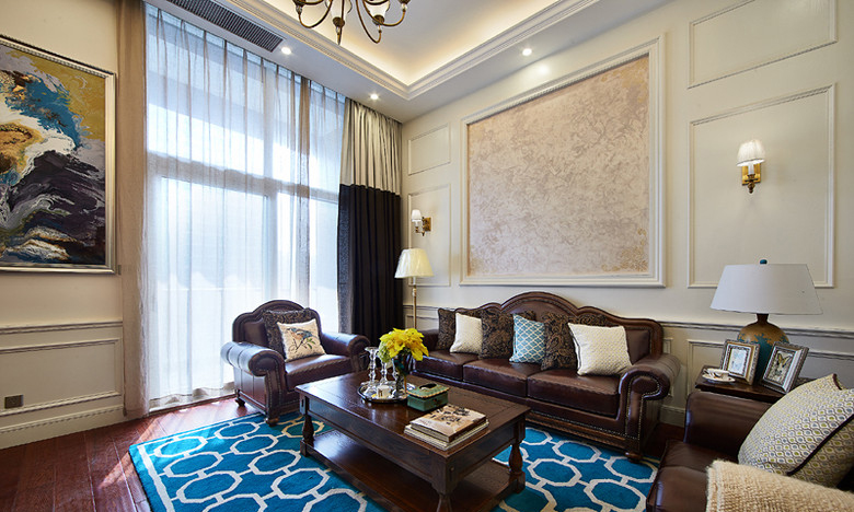 客厅图片来自家装大管家在加州风情生活 263平新美式舒适居的分享