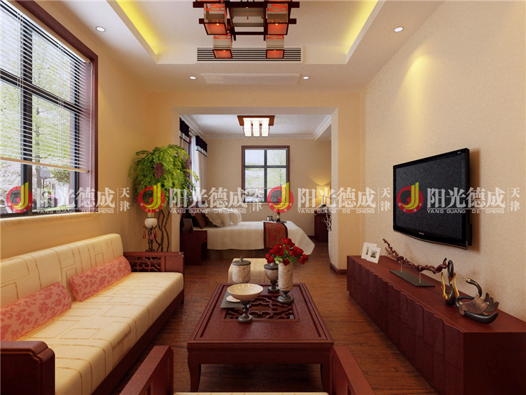 中式 别墅 混搭 客厅图片来自天津阳光德成装饰公司在远景庄园别墅277㎡的分享