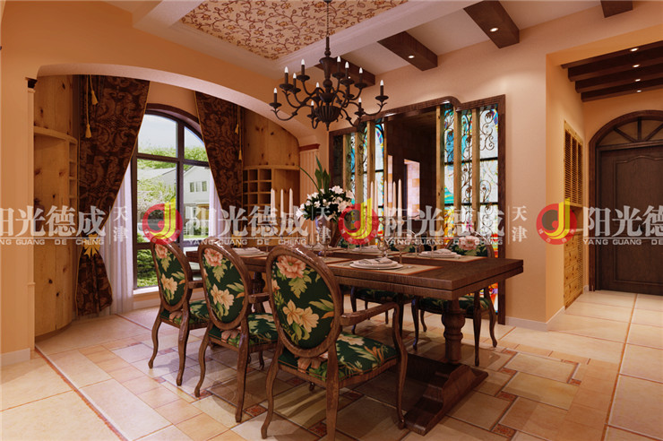 别墅 美式 韵味 餐厅图片来自天津阳光德成装饰公司在玉龙花园的分享
