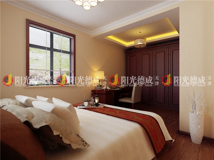 中式 别墅 混搭 卧室图片来自天津阳光德成装饰公司在远景庄园别墅277㎡的分享
