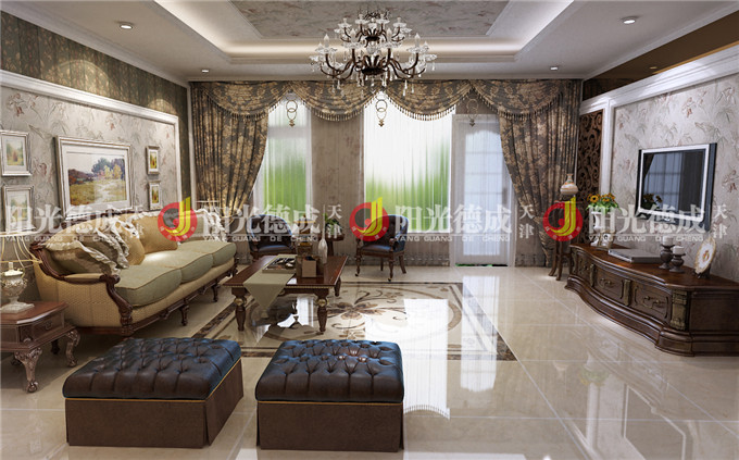 别墅 古典 雅致 客厅图片来自天津阳光德成装饰公司在静海别墅的分享