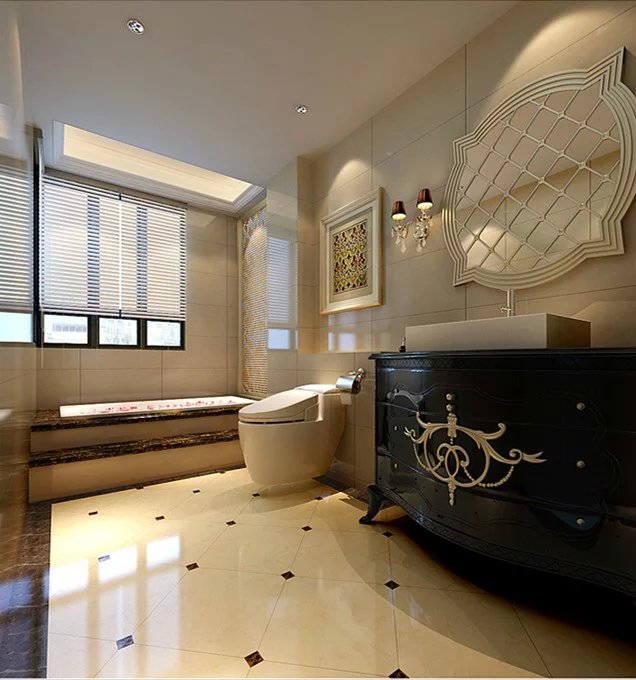 实创装饰 现代 简约 三居室 卫生间图片来自实创装饰设计师谢艺在天字一号226平新中式的分享
