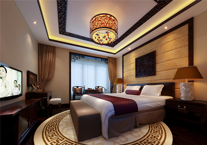 日升装饰 卧室图片来自装修设计芳芳在开元第一城中式，演绎新禅意空间的分享