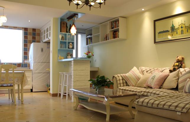简约 地中海 二居 三口之家 客厅图片来自佰辰生活装饰在88平简约范儿地中海新家的分享