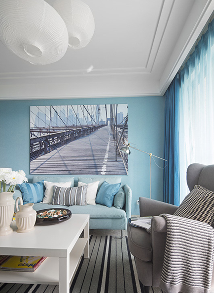 简约 田园 欧式 二居 小资 客厅图片来自武汉实创装饰在宜家之家蓝色简约风样板房的分享