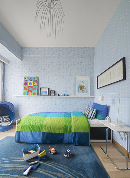 简约 田园 欧式 二居 小资 卧室图片来自武汉实创装饰在宜家之家蓝色简约风样板房的分享