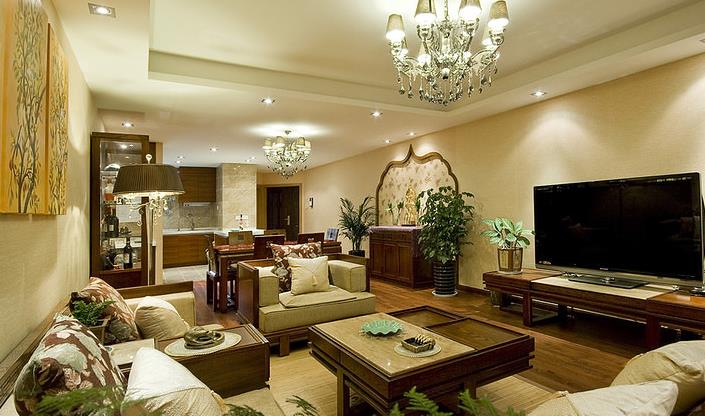 中式 东南亚 混搭 三居 自然舒适 客厅图片来自佰辰生活装饰在中式东南亚混搭三室二厅的分享