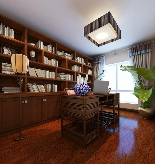 日升装饰 书房图片来自装修设计芳芳在109平现代中式风格的分享