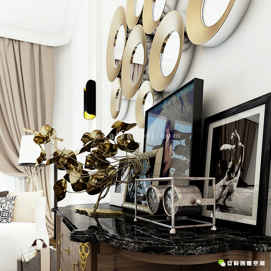 简约 欧式 别墅 客厅 卧室 厨房 餐厅图片来自张子浩Eric在巴黎时尚奢华黑白软装的分享