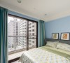 卧室设计：
天空蓝漆面的小孩房，让屋主倘佯在休闲舒适的空间氛围中。