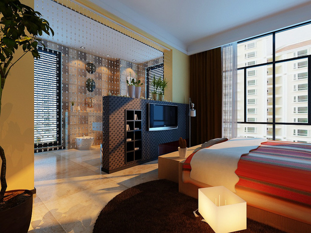 三居 现代 白领 80后 小资 收纳 卧室图片来自武汉实创装饰在150平米简约风格三居室的分享
