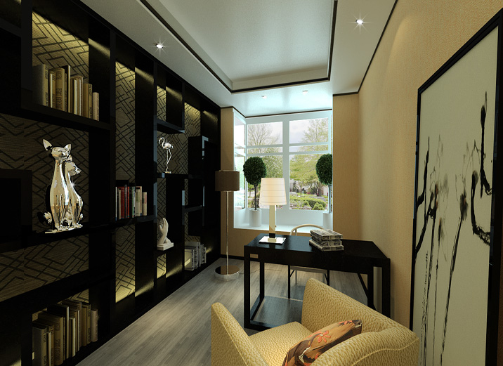 新中式风格 三居 书房图片来自实创装饰上海公司在新中式风格温馨大气三居室装修的分享