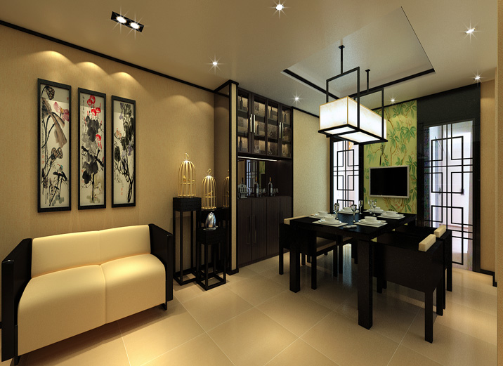 新中式风格 三居 餐厅图片来自实创装饰上海公司在新中式风格温馨大气三居室装修的分享