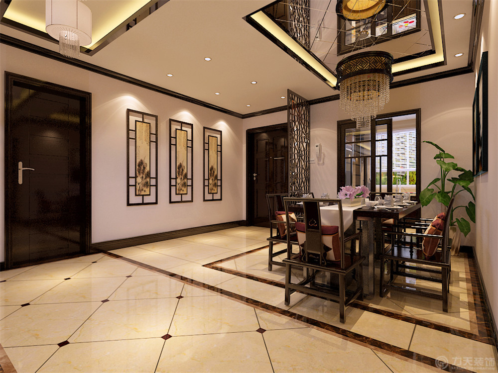 餐厅图片来自阳光放扉er在津南新城-140平米-现代中式风格的分享
