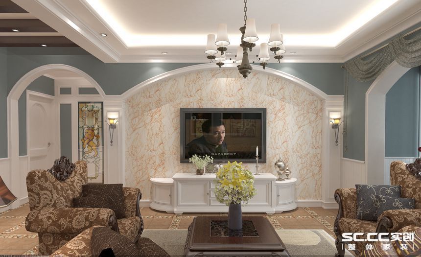 客厅图片来自交换空间刘杨成室内设计师在280平融入现代元素的简欧风格的分享