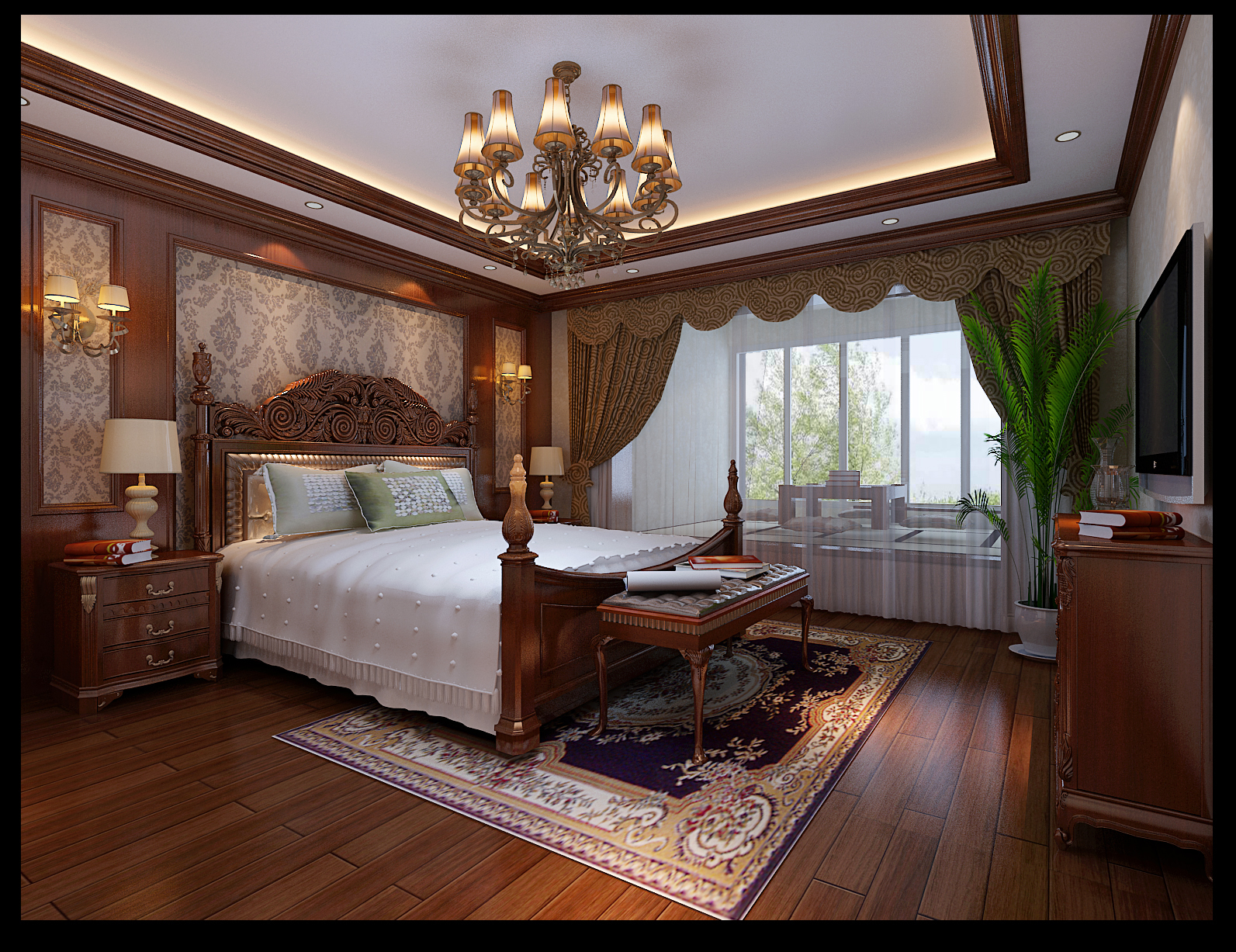简约 混搭 三居 美式 元洲装饰 卧室图片来自榜眼2014在156平华桥城 现代美式风格的分享