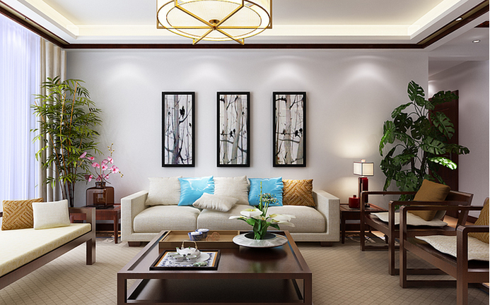 客厅图片来自西安日升装饰在华侨城·天鹅堡158平米中式的分享