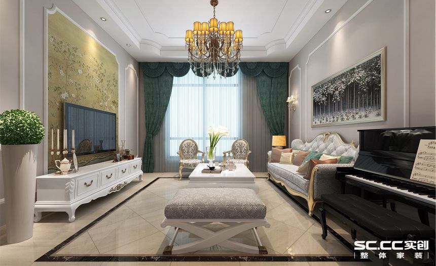 简约 欧式 别墅 客厅图片来自实创装饰上海公司在绿地香颂联排别墅简欧风格装修的分享