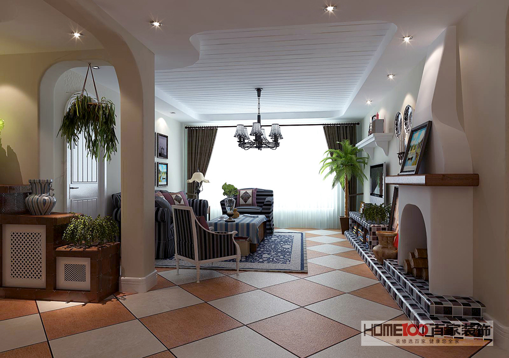 客厅图片来自百家装饰-小李在中海国际140平田园风格的分享