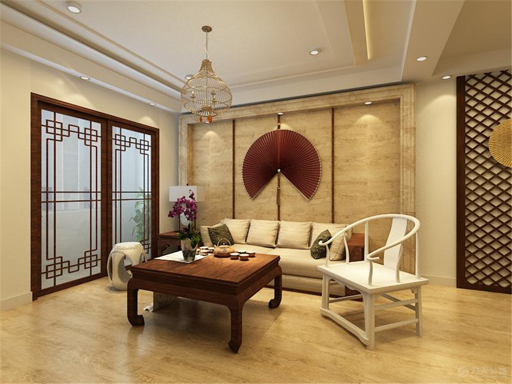 新中式 客厅图片来自阳光放扉er在中国铁建国际城-88㎡-新中式风格的分享