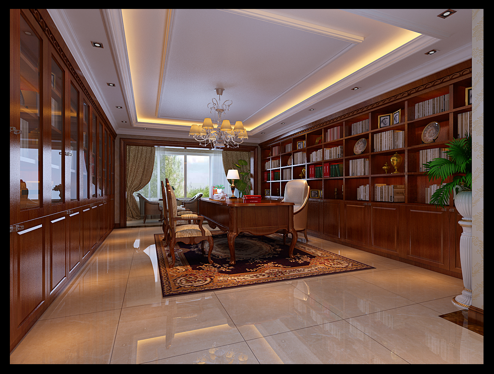 欧式 三居 新房装修 北京元洲 效果图 书房图片来自榜眼2014在280平华鼎世家 任性的美式古典风的分享