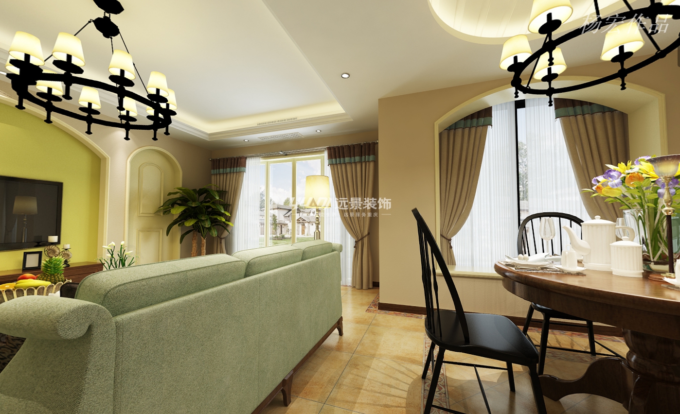 美式 客厅图片来自重庆远景装饰_张其斌在长安锦锈城 简美风格 120平的分享