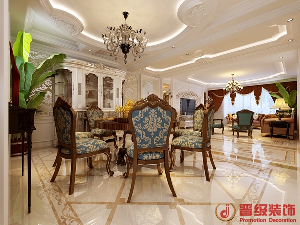 欧式 别墅 客厅 卧室 厨房 餐厅图片来自晋级装饰公司在中海明珠220平欧式风格的分享