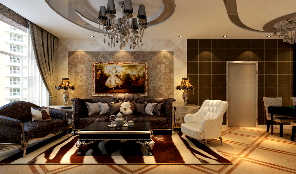 小资 80后 客厅图片来自哈尔滨实创装饰阿娇在恒盛豪庭108平欧式混搭二居室的分享