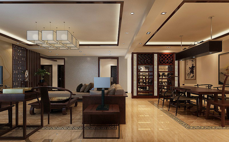 新中式风格 四居 客厅图片来自实创装饰上海公司在190平新中式风格四居室装修的分享