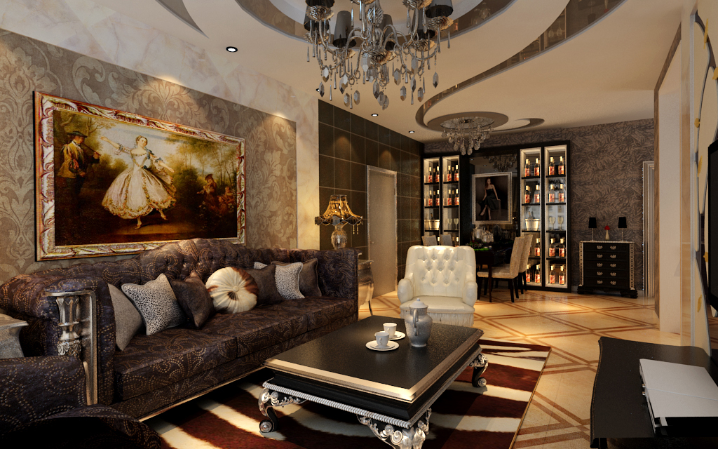 小资 80后 客厅图片来自哈尔滨实创装饰阿娇在恒盛豪庭108平欧式混搭二居室的分享