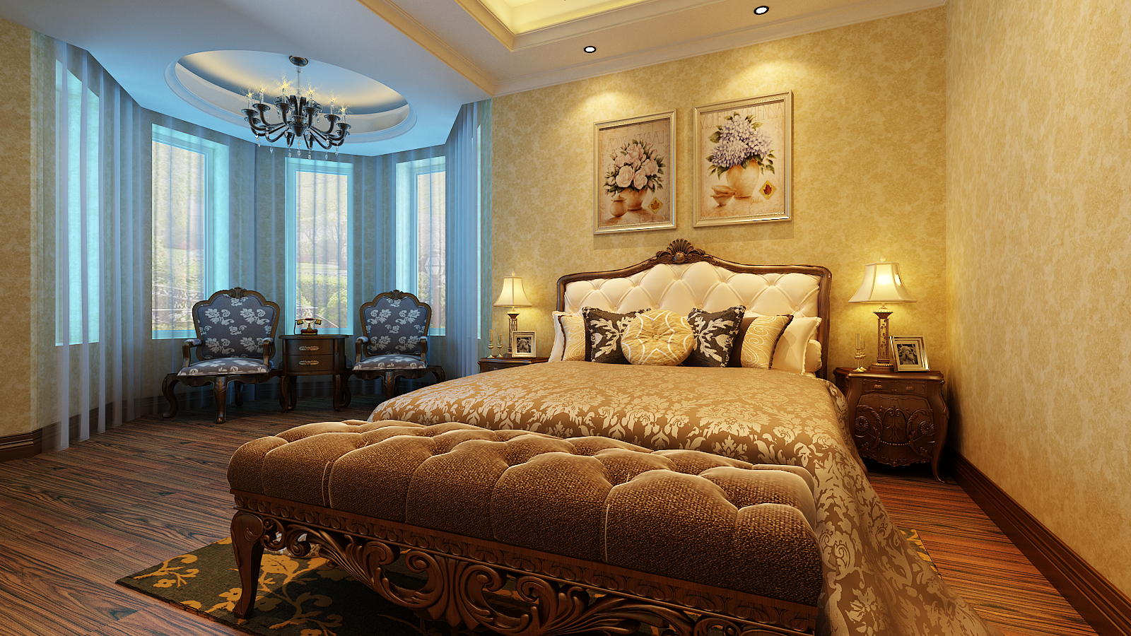 80后 小资 卧室图片来自哈尔滨实创装饰阿娇在盛和世纪178平欧式风格三居室的分享