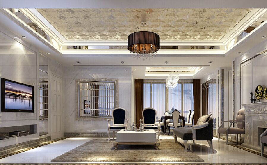 客厅图片来自大业美家装饰在亚星盛世大气奢华145平装修的分享