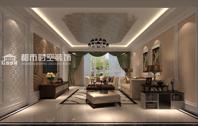 客厅图片来自山西都市时空装饰小吴在天赐康缘170平米新中式案列的分享