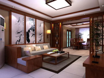 140平中式风格三居室装修案例