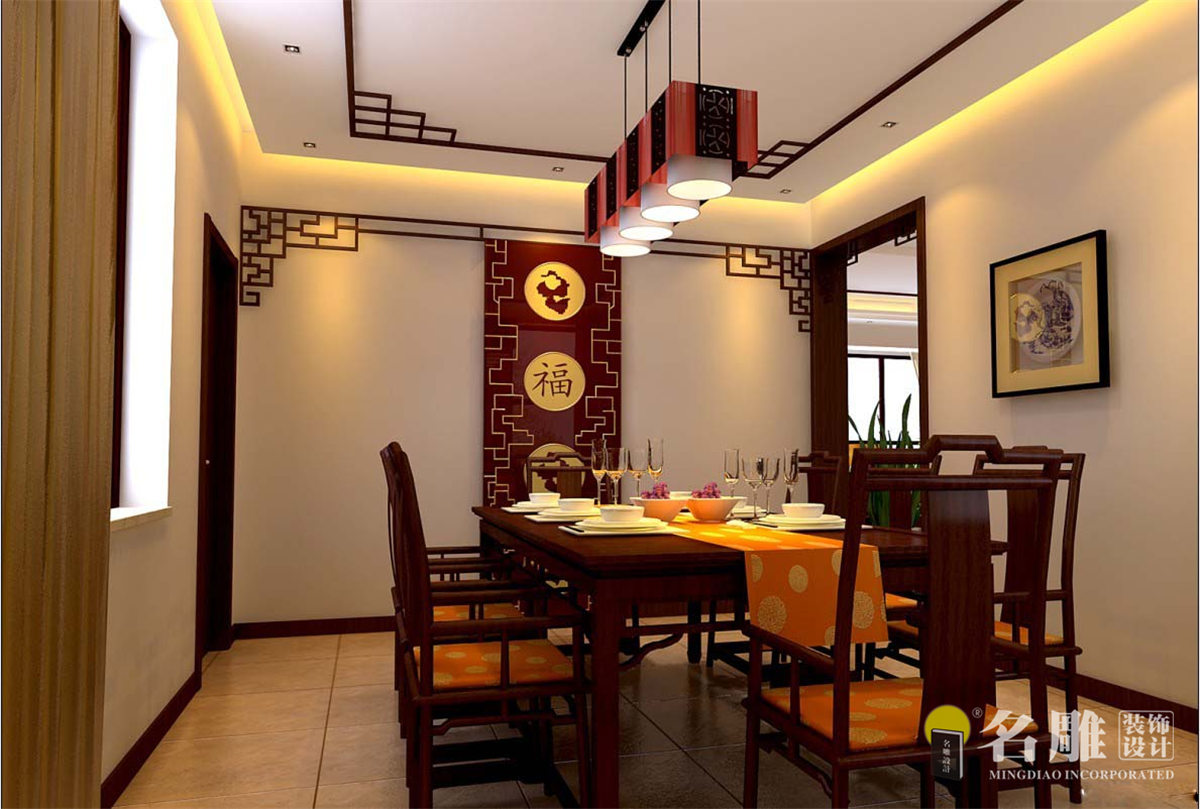 新中式 旧房改造 小资 五居室 餐厅图片来自名雕装饰长沙分公司在新中式风格的分享