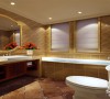 卫生间设计：
现代人更注重卫生间的设计，整个卫生间的排砖采用斜铺方式，使得整个空间看起开更精致，整体色调简洁温馨。防水石膏板的运用让材质上更为柔和