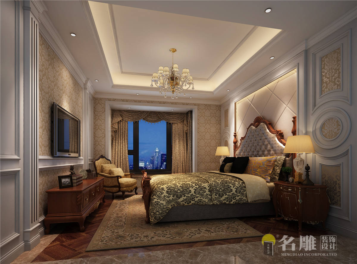 简欧 复式 可逸江畔 豪宅 舒适 卧室图片来自广州名雕装饰在可逸江畔的分享