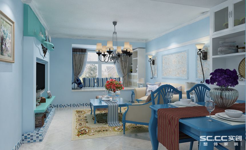 客厅图片来自交换空间刘杨成室内设计师在邂逅，那一抹蓝色的分享