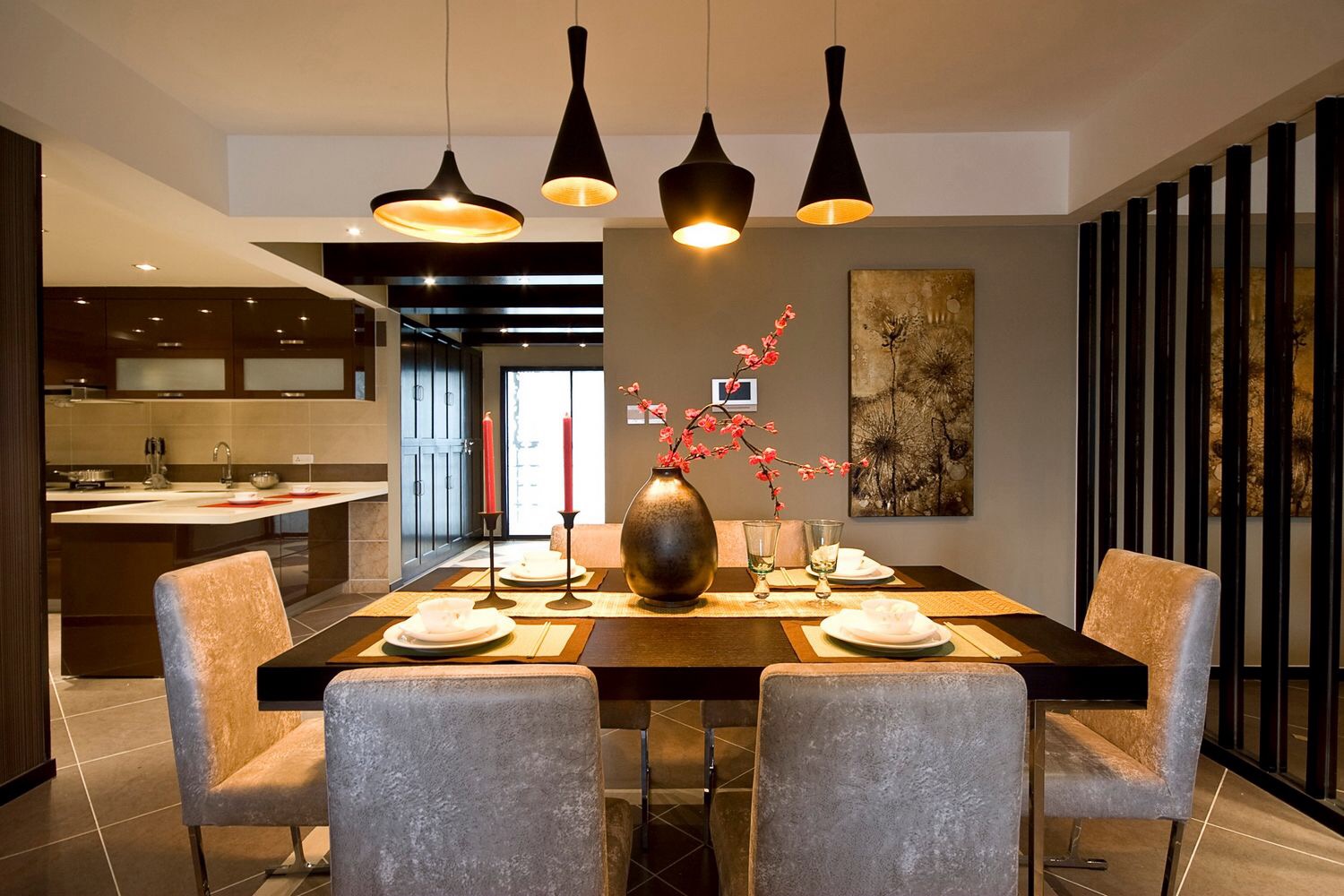 新中式 现代 造型 优美 质感 轻松 灵动感 餐厅图片来自美颂雅庭装饰在银湖翡翠演绎现代中式的分享