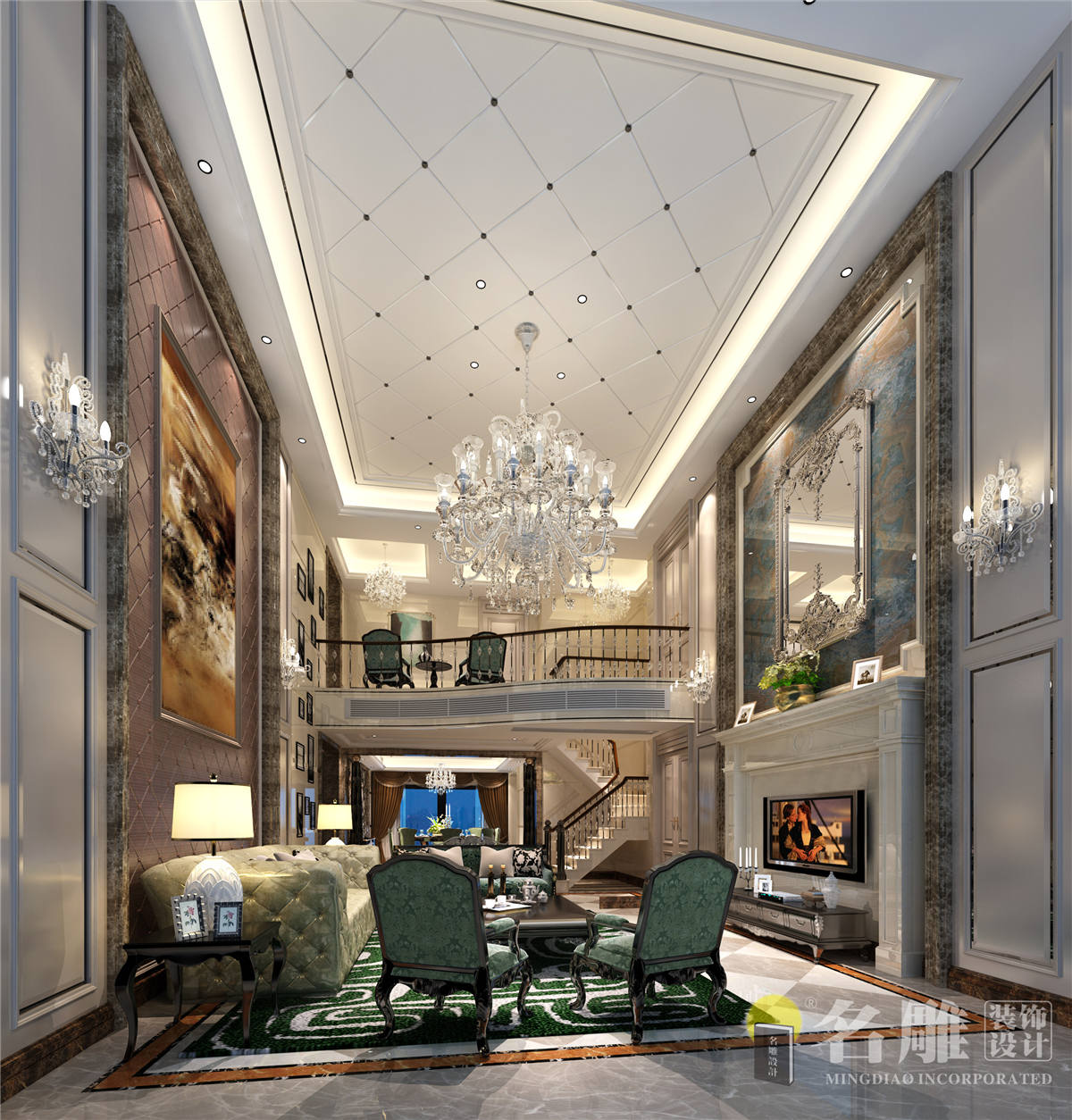 简欧 复式 可逸江畔 豪宅 舒适 客厅图片来自广州名雕装饰在可逸江畔的分享